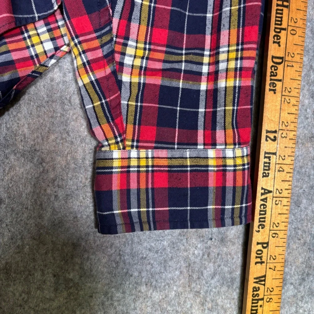 Brooks Brothers Button Down Shirt Mens XL Red Plaid Slim Fit Cotton Polo Shirt
